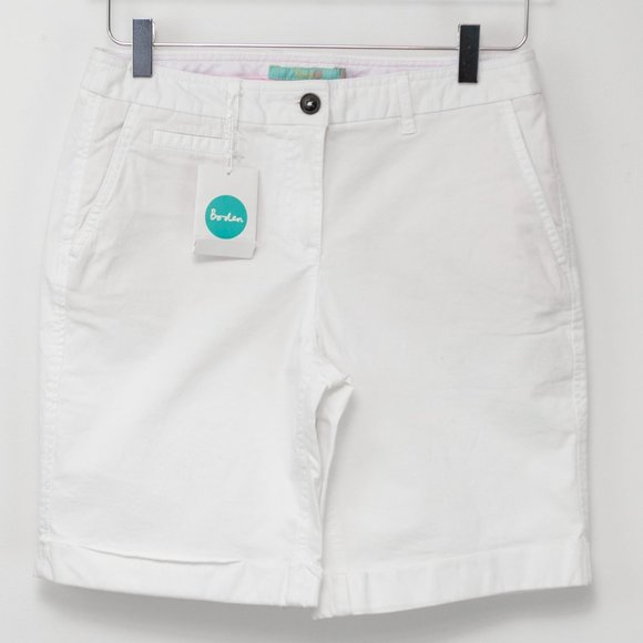 Boden Pants - Boden Classic Chino Shorts 9" Inseam Cotton Blend Preppy Summer White Size 4 New